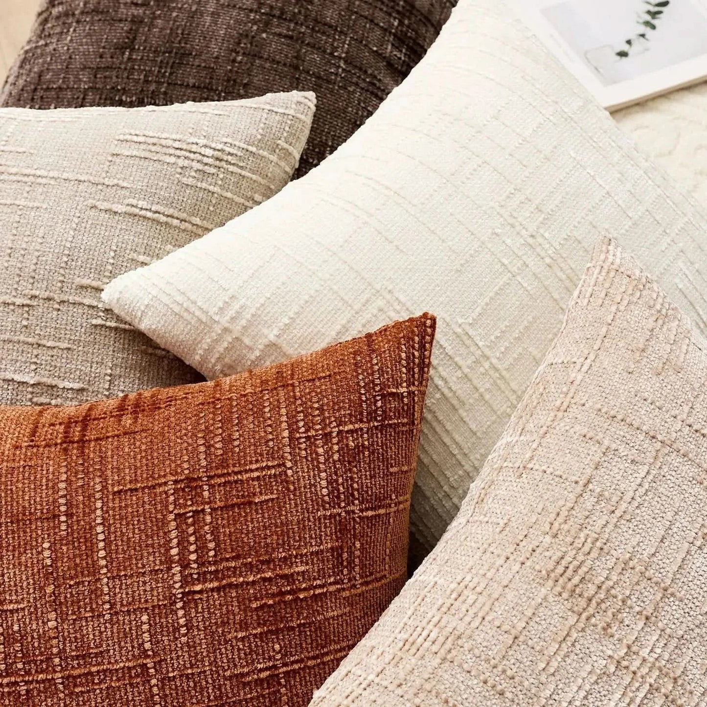 Norvo | Chenille Kastepute Deksel Bamboo Tekstur Enfarge