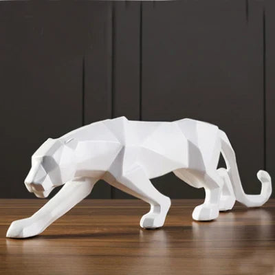 Norvo | Panther Statue, Dyrefigur, Abstrakt Geometrisk Stil, Harpiks, Leopard Skulptur, Hjemmekontor, Skrivebord Dekorasjon, Håndverk