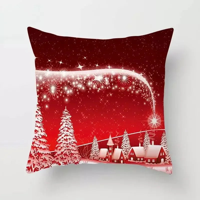Juleputetrekk Sett – Elegant Juledekorasjon for Sofa og Stue, Festlige Putetrekk 45x45 cm, Høy- Kvalitets Bomull
