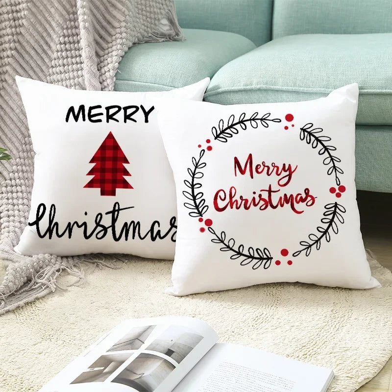 Juleputetrekk Sett – Elegant Juledekorasjon for Sofa og Stue, Festlige Putetrekk 45x45 cm, Høy- Kvalitets Bomull