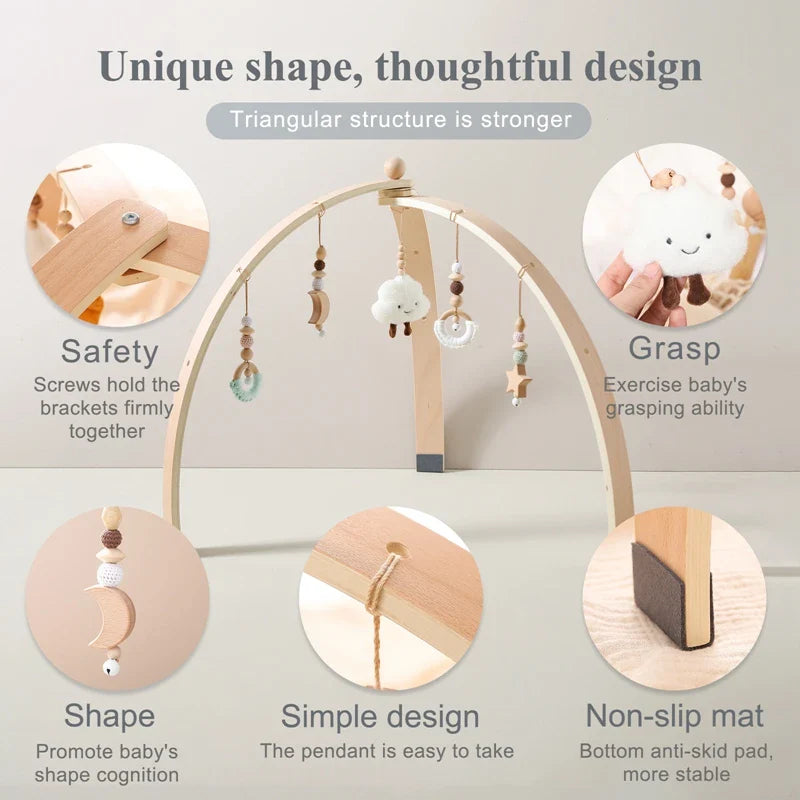 Norvo | Baby aktivitetsbue laget av tre – Med hengende leker for babyer