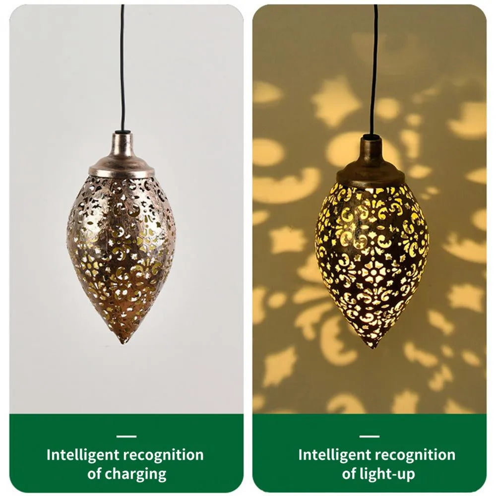 Norvo | Lumivis SolArt Solcelle Hage Lantern Drop Form | Vanntett & Projektions Effekt | Metall | For Balkong, Terrasse & Utendørsområde