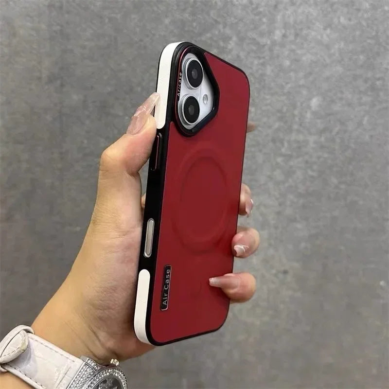 Luksus Executive MagSafe Lær Design Etui for iPhone 16 12 13 14 15 Pro Max Trådløs Lading Støtsikker Deksel
