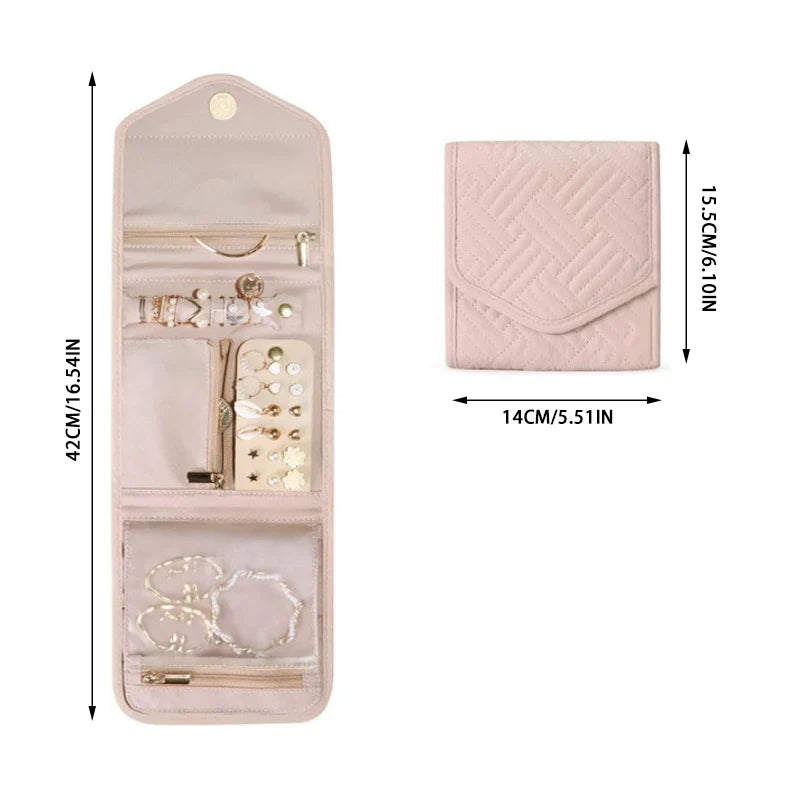 Norvo | Smykkepose Velmora Roll | Sammenleggbar & Plassbesparende | For Reise & Hjem | Fløyelsutseende i 3 farger