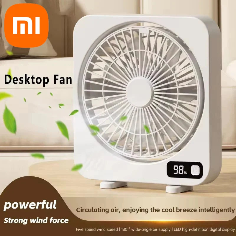 Norvo | AeroLino USB Skrivbordsvifte | 5-Nivå Digital Skjerm | Bærbar & Stille | For Kontor, Skole & Hjem