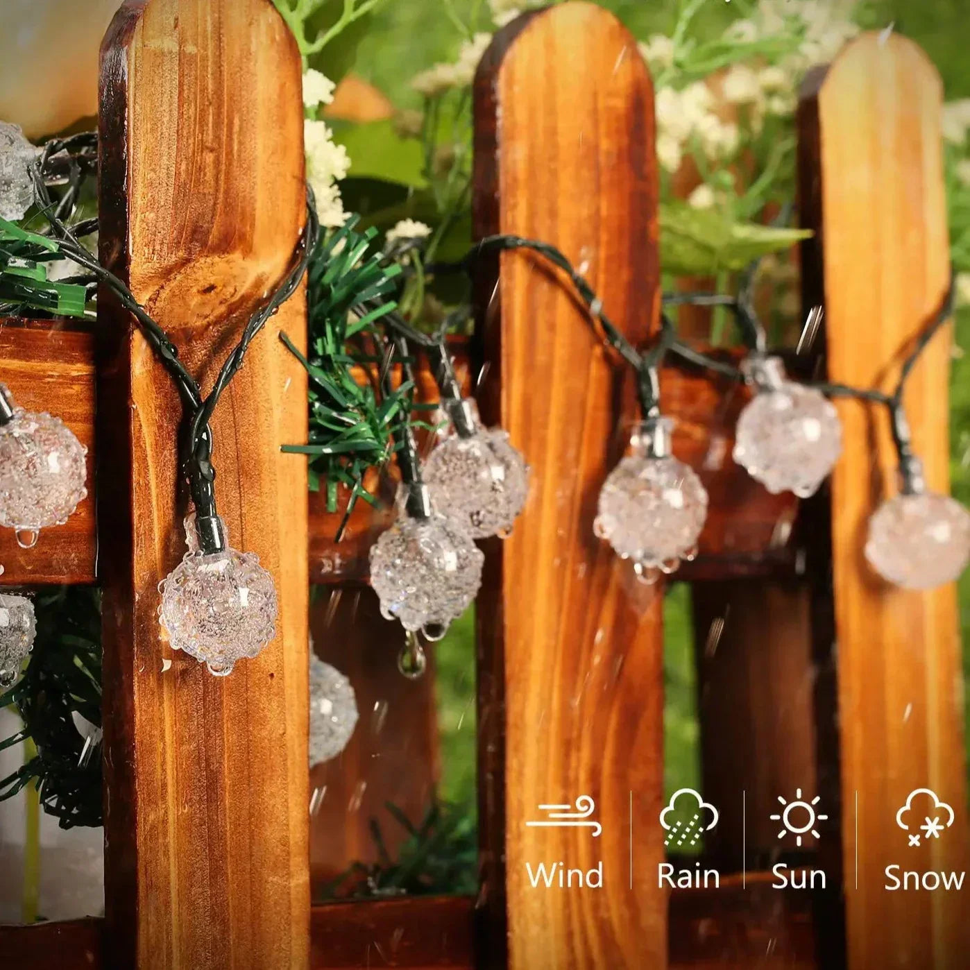 TwinkleGlow™ Solcelle LED Lyskjede | Utendørsbelysning for Hage & Terrasse | Vanntette Blinkende Lys for Alle Årstider