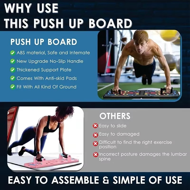 Norvo | Bærbar Sammenleggbar Push Up Brett for Helkropp Hjemmetrening