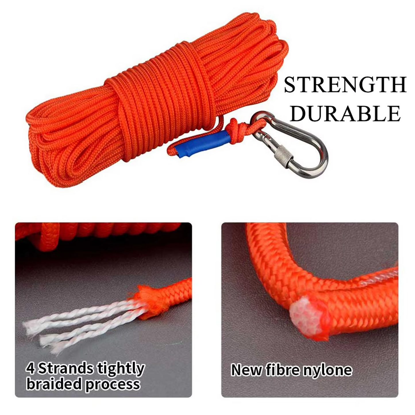 Norvo | Dual Strength Fishing Magnet Kit - N52 Neodymium 80/120KG Kraft med 10m Tau