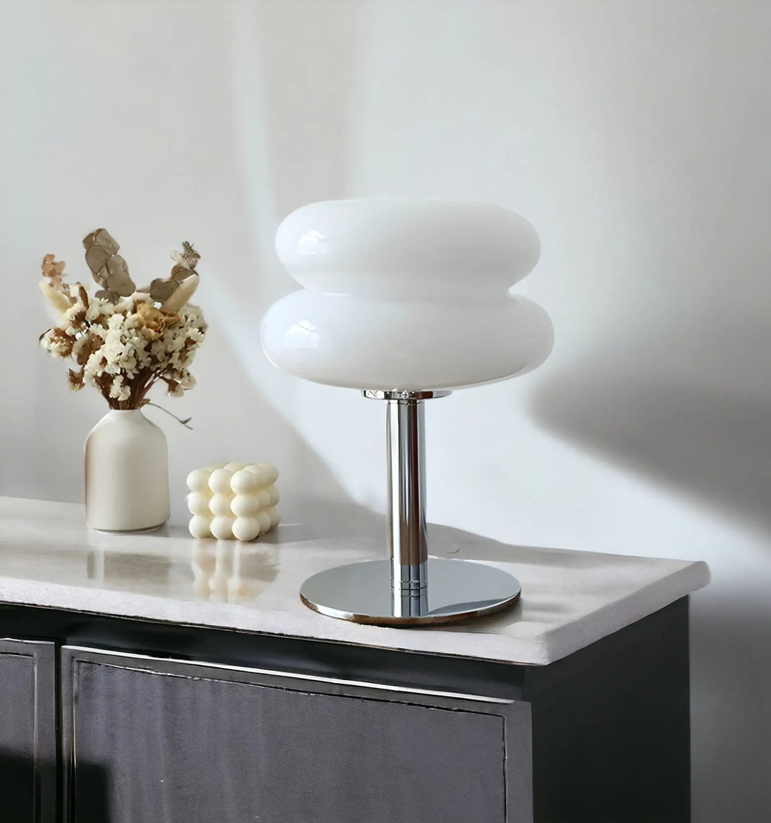 Norvo | Elegant Macaron Glass Table Lamp med USB - 3 Lysfarger