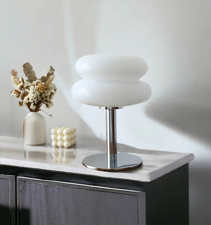 Norvo | Elegant Macaron Glass Table Lamp med USB - 3 Lysfarger