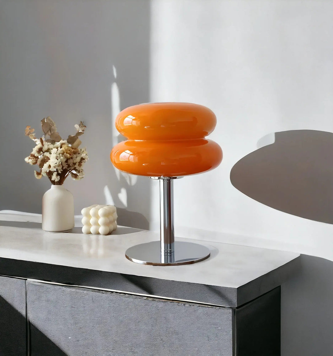 Norvo | Elegant Macaron Glass Table Lamp med USB - 3 Lysfarger