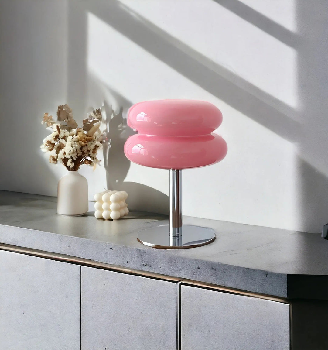 Norvo | Elegant Macaron Glass Table Lamp med USB - 3 Lysfarger