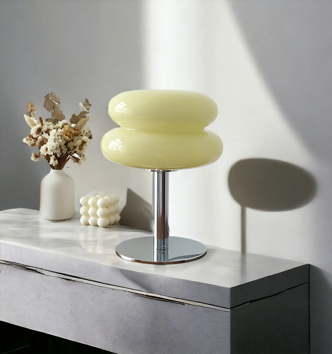 Norvo | Elegant Macaron Glass Table Lamp med USB - 3 Lysfarger