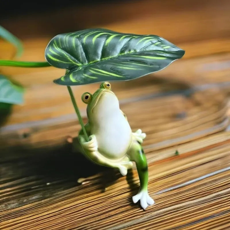 Norvo | Frosk på lotusblad figur for akvarium hagedekorasjon og balkongdekorasjon