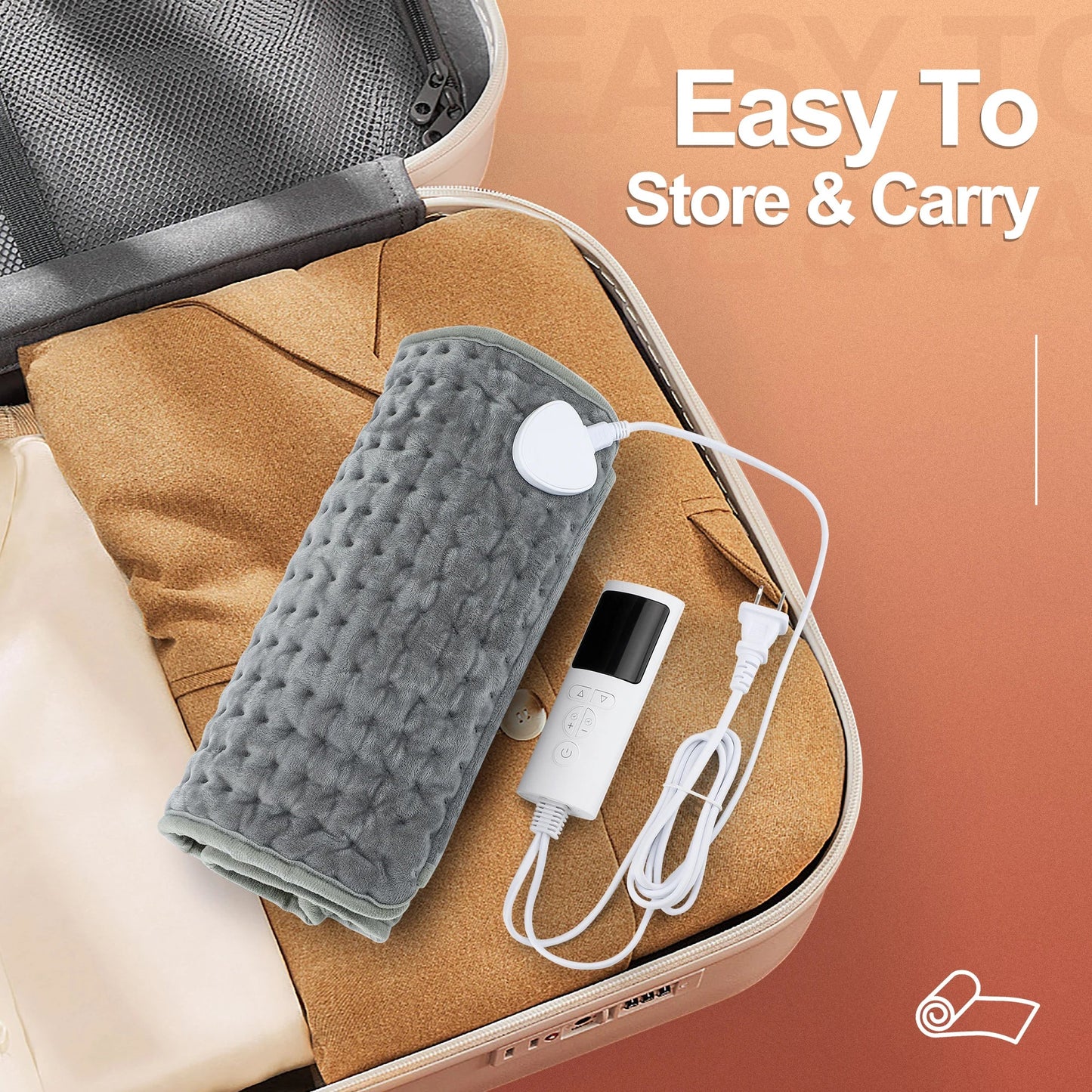 Norvo | ThermaEase Elektrisk Varmepute | Multifunksjonell Varmebelte for Rygg og Midje | 9 Temperaturnivåer og 4 Tidtakingsvalg