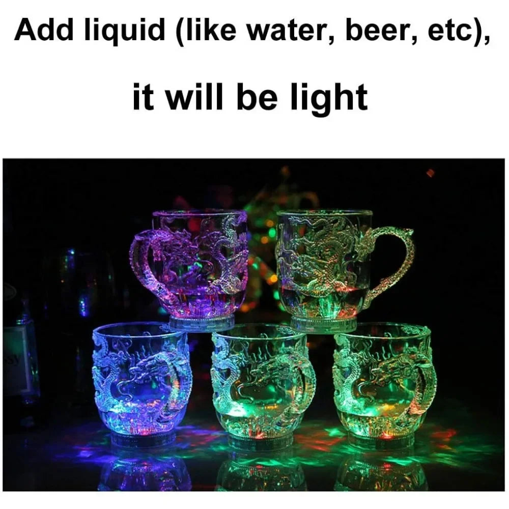 Norvo | 1 stykke fargeforandrende luminescerende LED dragekrus vannaktiverte lys øl kaffe melk te vin whiskey bar kopp reise kreativ gave