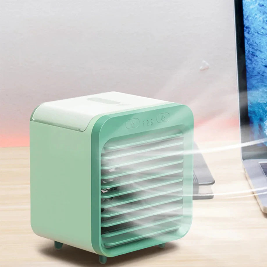 Norvo | Coolivio Mini AirCooler | Bærbar 3-i-1 USB-vifte med luftfukting og kjølefunksjon | 3 nivåer | 2500 mAh batteri | For kontor, reise og hjem