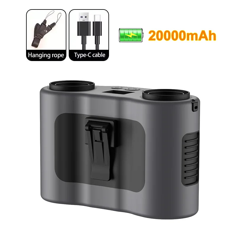 Norvo | Bærbar midjeclipsvifte med doble luftutganger og 20 000 mAh batteri – BreezeMate