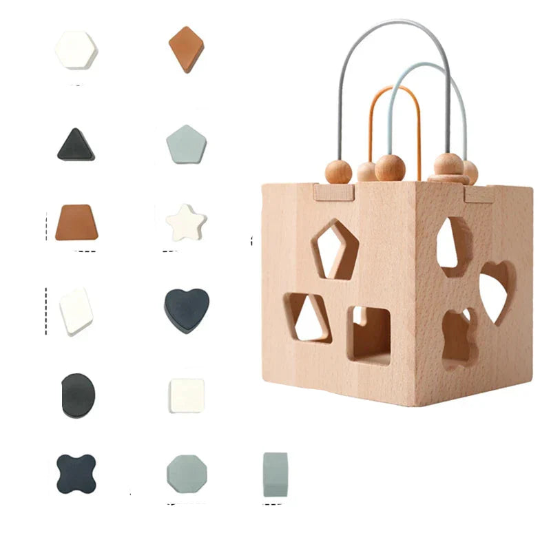 Norvo | GeoPlay | Formgjenkjenning og moro - Tre- og silikon sorteringskloss med geometriske former