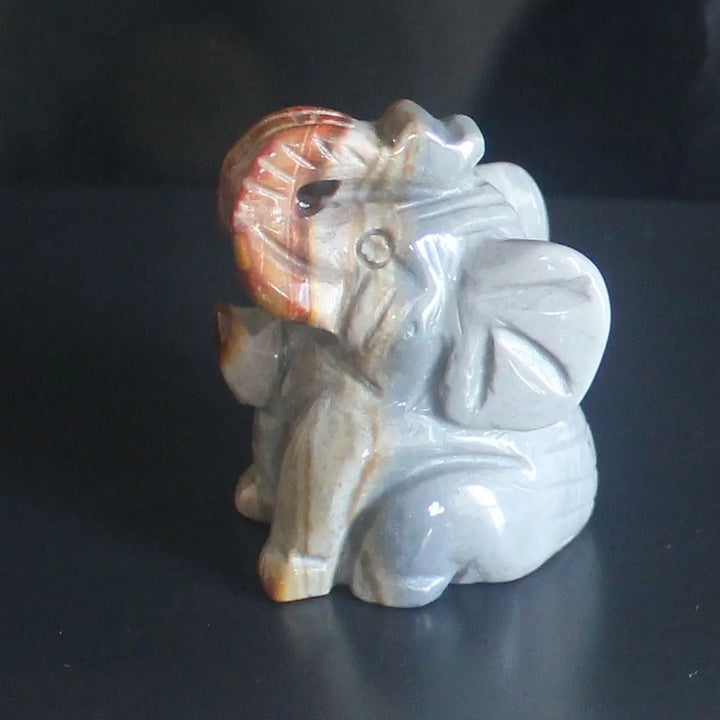 Norvo Blandede edelsten Krystall sittende Elefant Figur Dyreskulptur hjemmedekor 2''