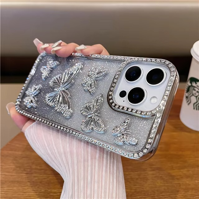 Norvo | Luksus Glitter Sommerfugl Rhinestone Sak for iPhone