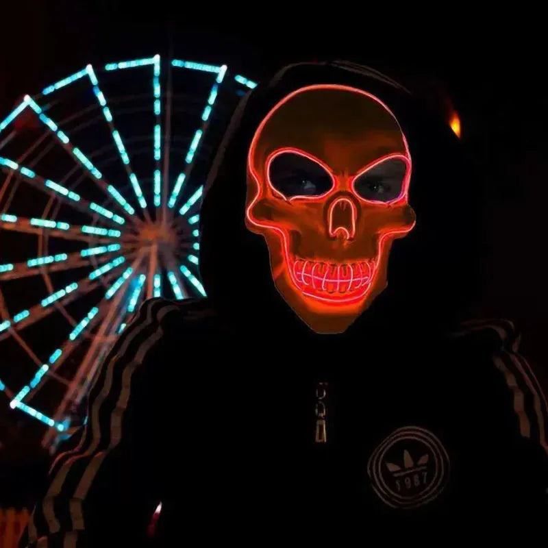 Norvo | LED Halloween Horror Hodeskalle Maske - Lysende Cosplay Maske for Halloween Festdekorasjon
