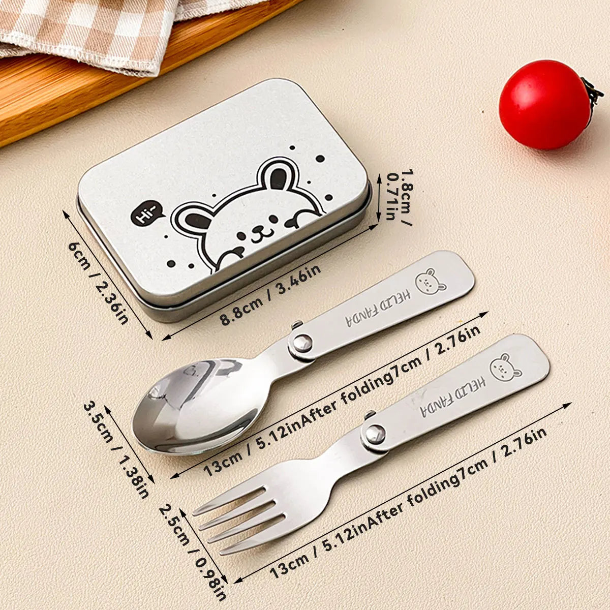 Norvo | Tur Camping Bestikk 3-delt | Sammenleggbar Skje & Gaffel med Oppbevaringsboks | Rustfritt Stål | Kompakt & Gjenbrukbar