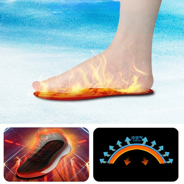 Norvo | ThermaStep USB Oppvarmede Innesåler | Tilpassbar størrelse 35–46 | Oppladbar & Vaskbar | Karbonfiber Oppvarmingsteknologi | Fotvarmer for vinter & Utendørs