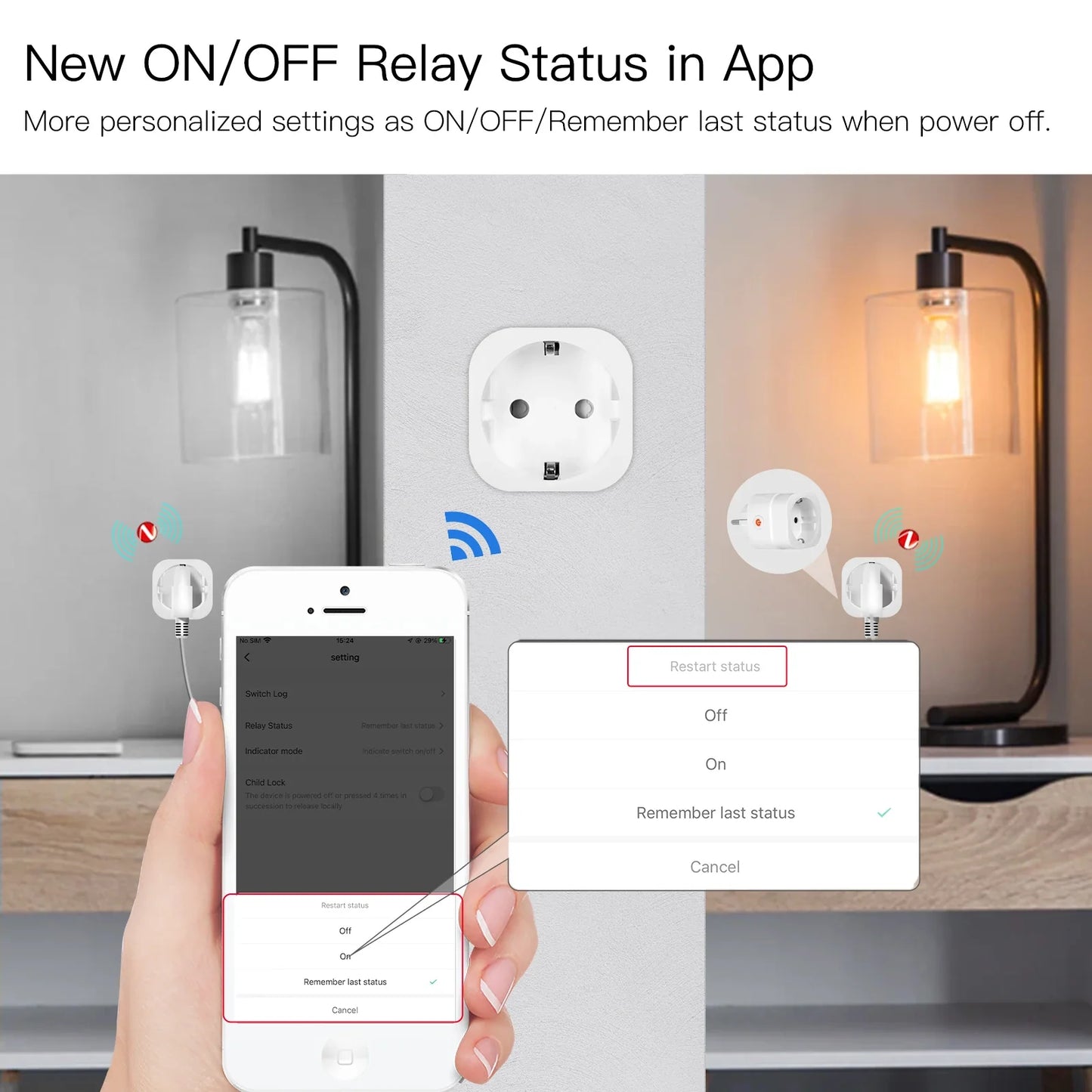 Tuya Zigbee Smart Strømkontakt 16A med Timer & Energimonitor - WiFi Plugg Kontroll via SmartLife Google Alexa Apper