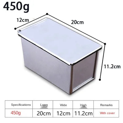 Norvo | Premium Non-stick Aluminiumlegering Toastbokser med lokk - Ulike størrelser (250g/450g/600g/750g/900g/1000g) for baking av brød og kaker