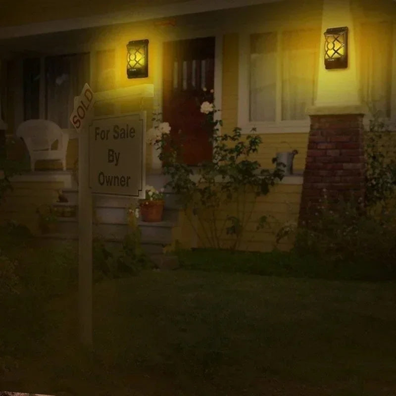 Norvo | Solar-Torch FlammaLuce | 96 LED Flamme Lys | IP65 Vanntett | Hagevegglampe med Gitterdesign