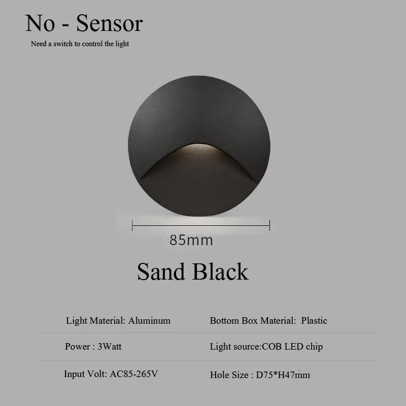 Norvo | Moderne vanntett IP65 LED innfelt vegglampe for utendørs belysning - 3W innebygd trinn- og trapp-balkongportal lys