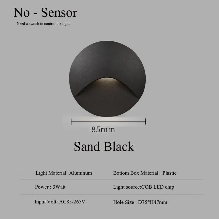 Norvo | Moderne vanntett IP65 LED innfelt vegglampe for utendørs belysning - 3W innebygd trinn- og trapp-balkongportal lys