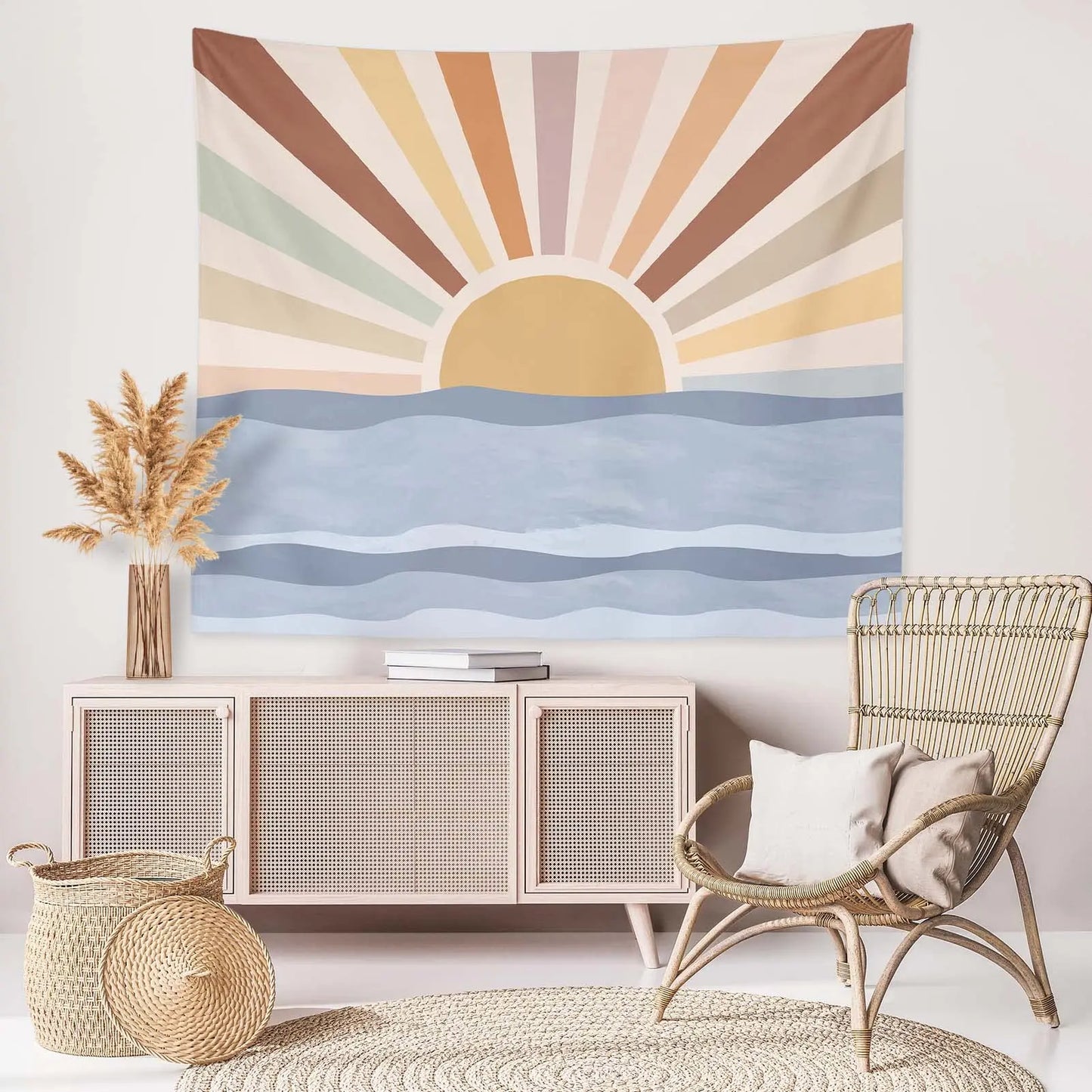Retro solstråler pastell veggteppe