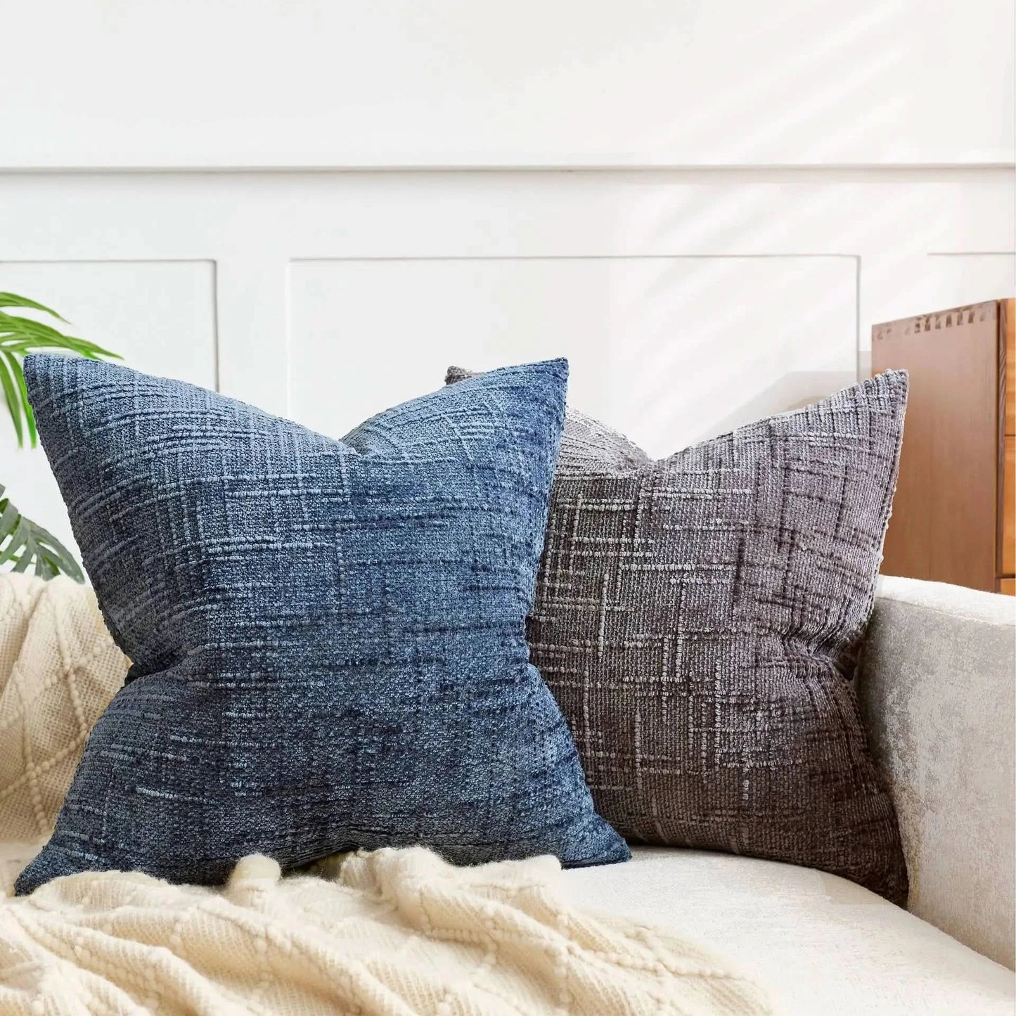 Norvo | Chenille Kastepute Deksel Bamboo Tekstur Enfarge