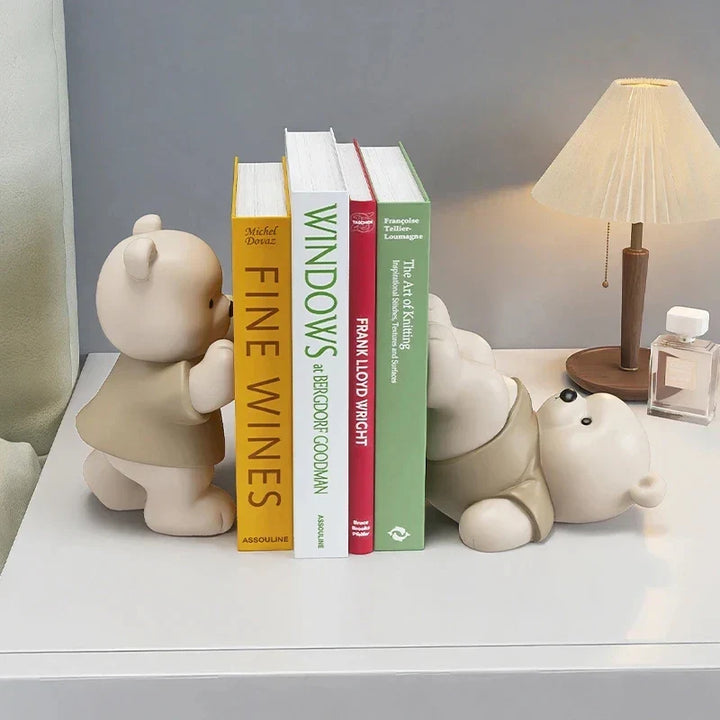 Milo Bear Bokstøtte Dekorativ Figurine i Kremfarge | Norvo