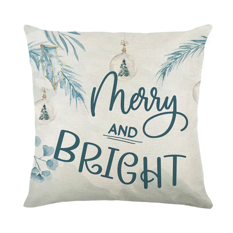 Juleputevarsler 45x45 cm – Vinter dekorative putetrekk til sofa og stue, høy kvalitet bomull, juledesign med snødekt landskap