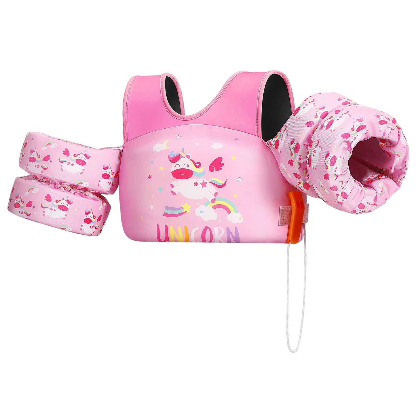 Norvo | Barns skum redningsvest med armflåter og sikkerhetsfløyte for svømming og kajakkpadling