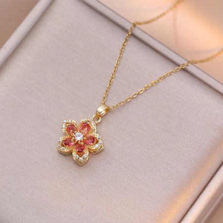Norvo | Rotating Flower Pendant Necklace – Non-Tarnish Allsidig Smykke