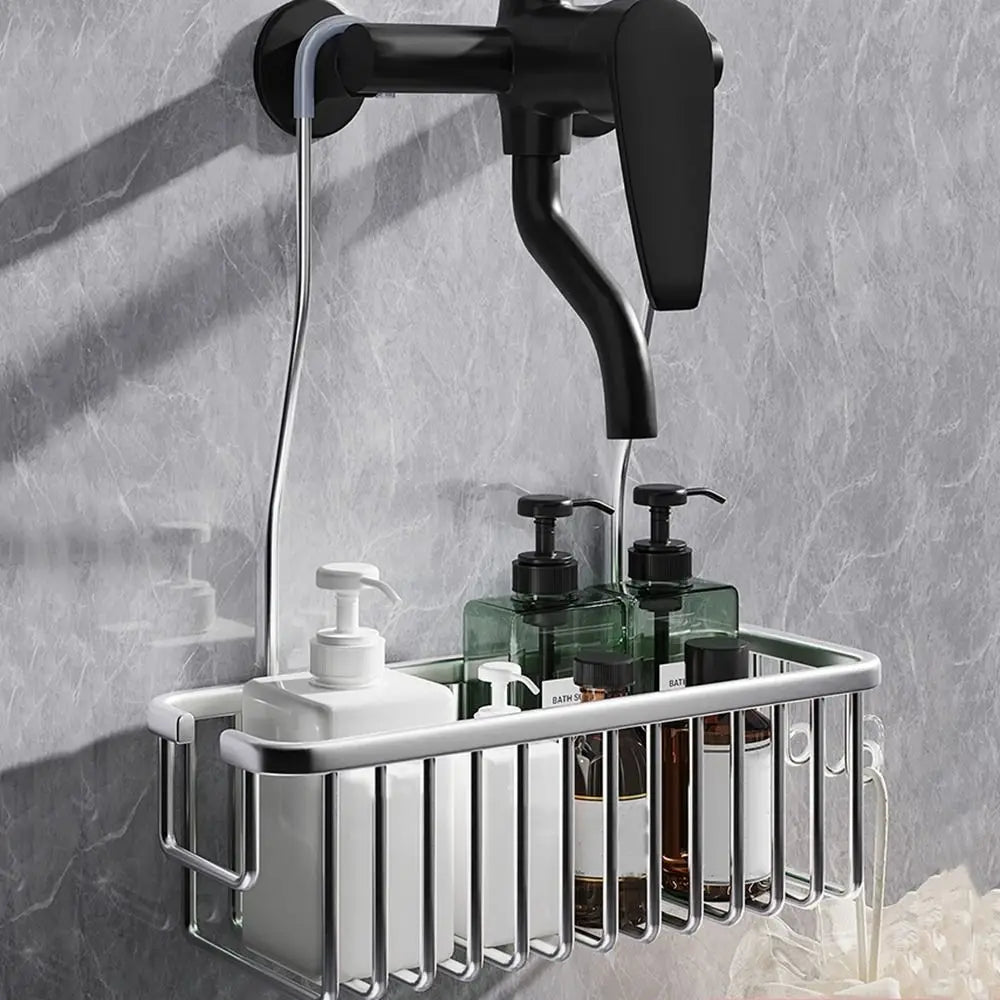 Norvo | DuschGlanz AeroRack Henge Dusjkurv laget av Aluminium | Rustomsikker Dusjhylle med Kroker | Stor Kapasitet for Sjampo & Badtilbehør