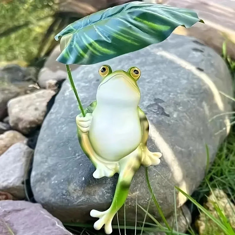 Norvo | Frosk på lotusblad figur for akvarium hagedekorasjon og balkongdekorasjon