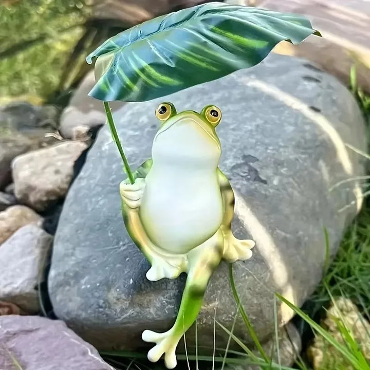 Norvo | Frosk på lotusblad figur for akvarium hagedekorasjon og balkongdekorasjon