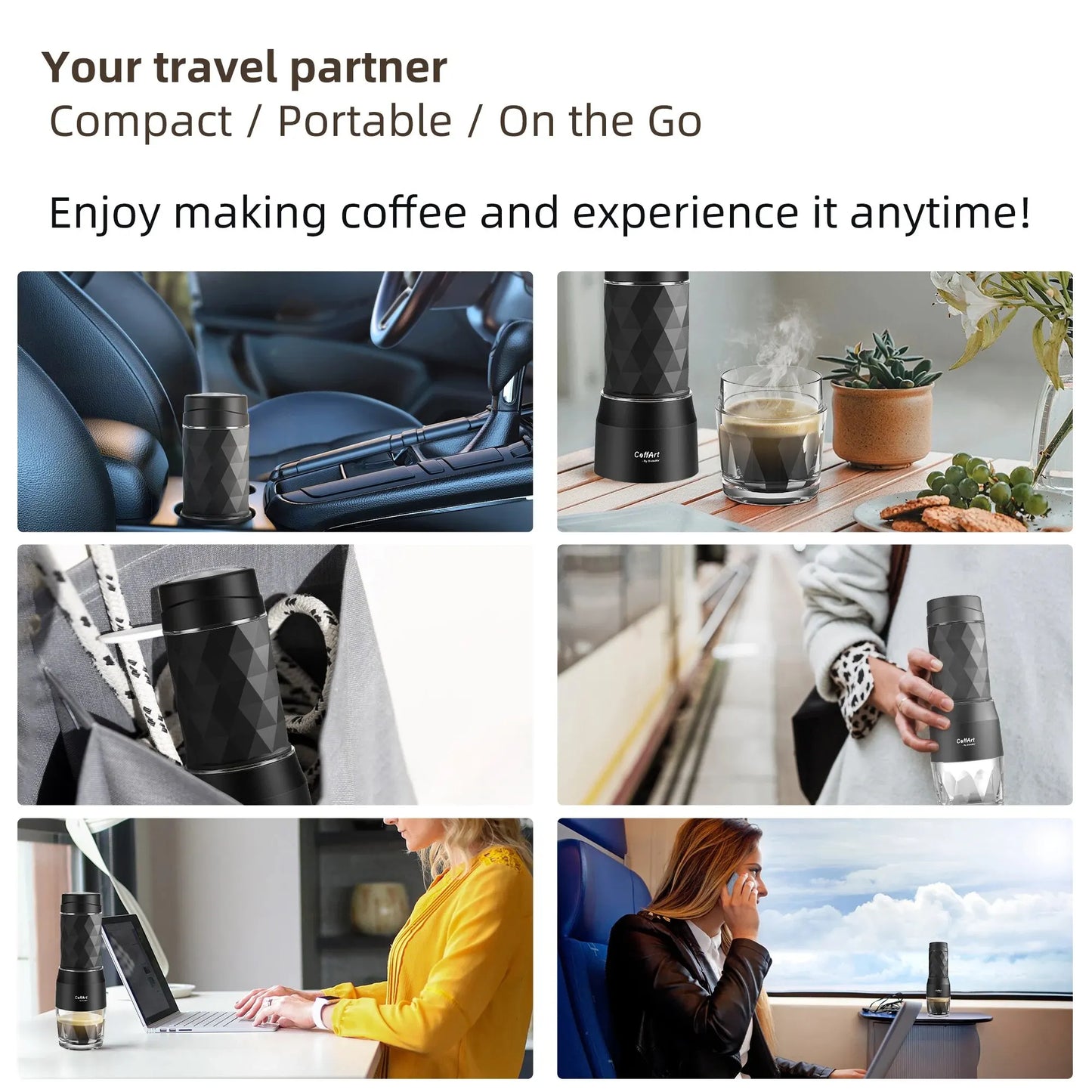 Norvo | Bærbar Kaffemaskin Espresso Maskin Håndpresse Kapsel Malt Kaffe Brygger Bærbar for Reiser og Piknik, BioloMix