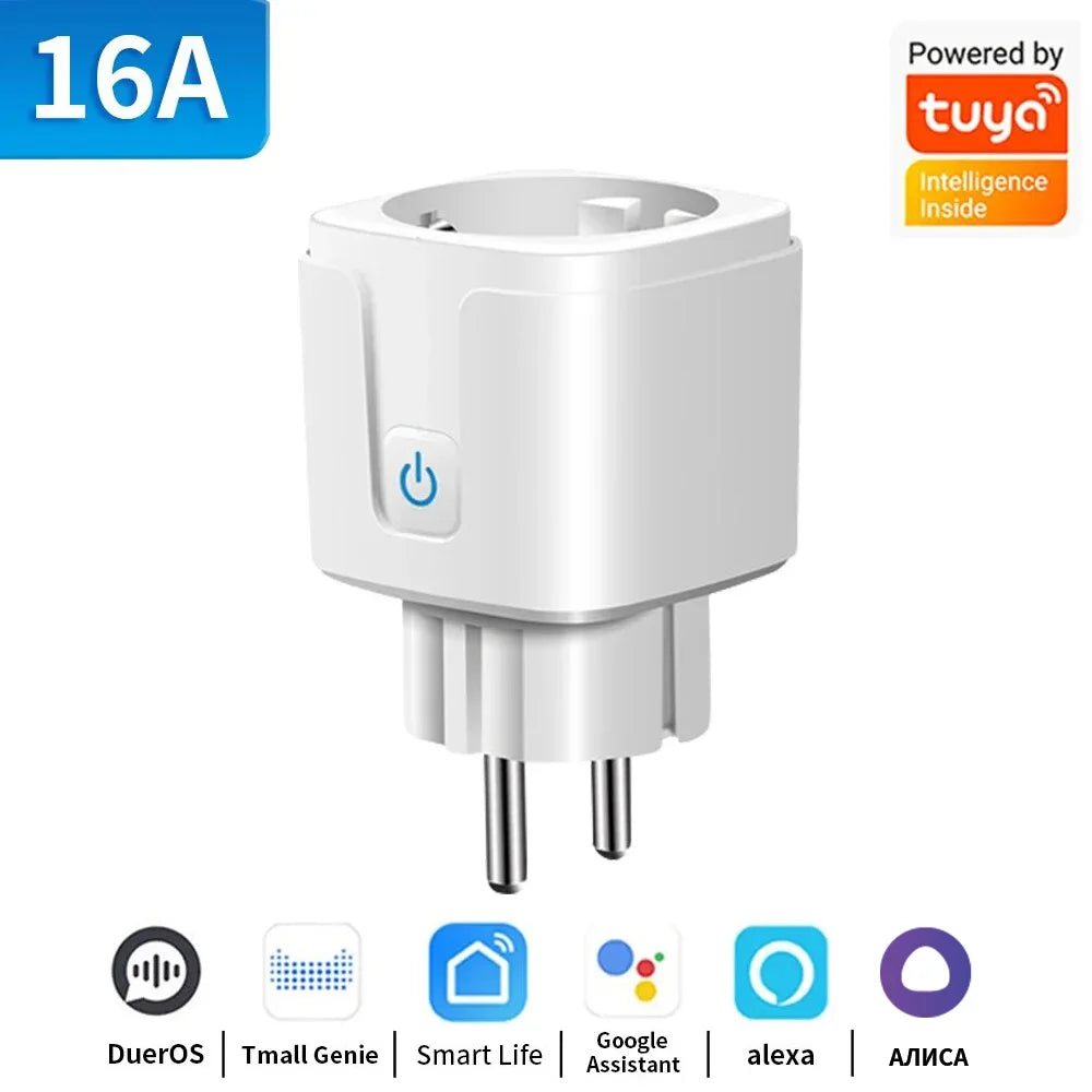 TUYA Zigbee Smarte Stikkontakter 16A & 20A med strømovervåking - Wifi Kontrollert via SmartLife Google Alexa Apper