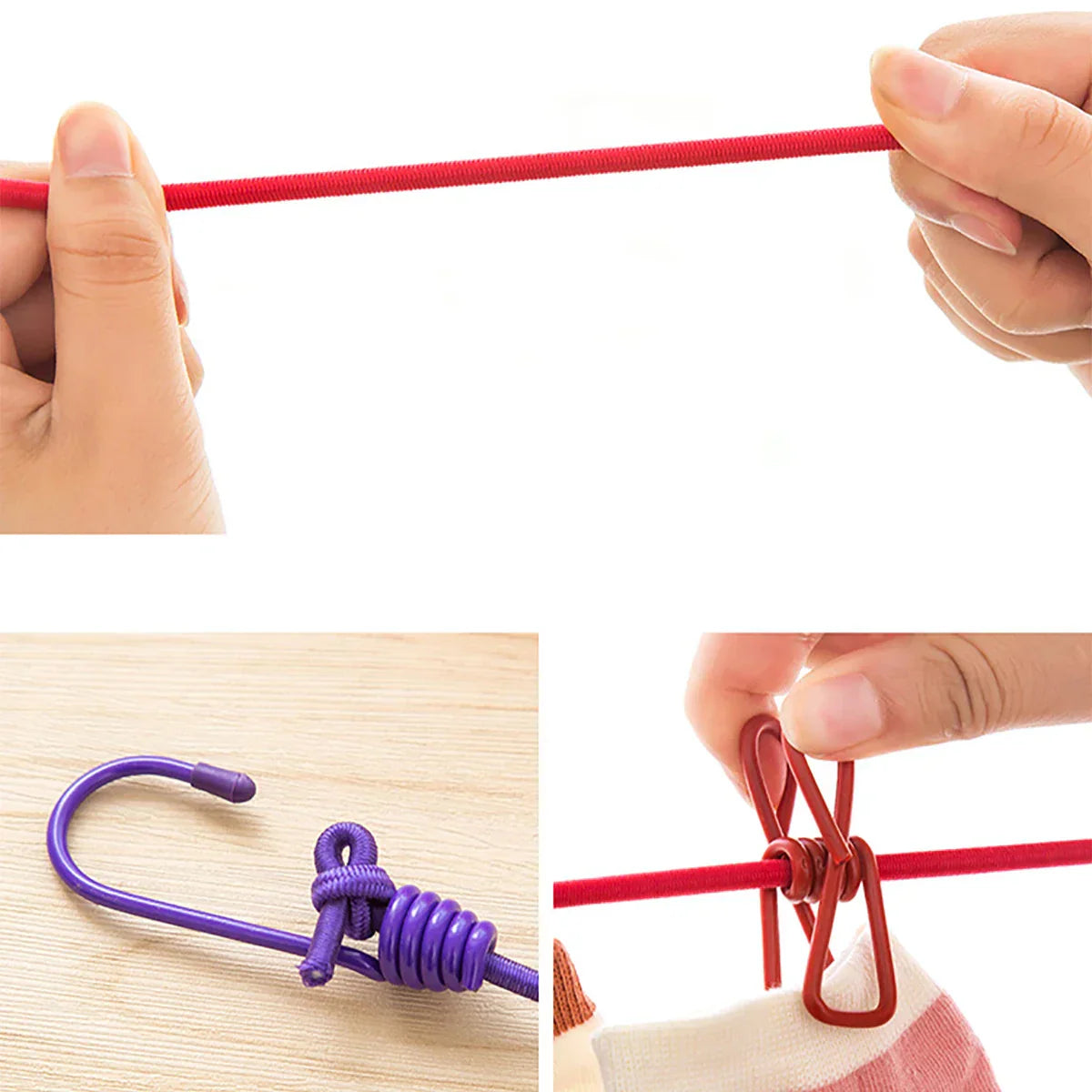 Norvo | Vindbestandig Antiskli Elastisk Multi-Klips Reisetørkeline