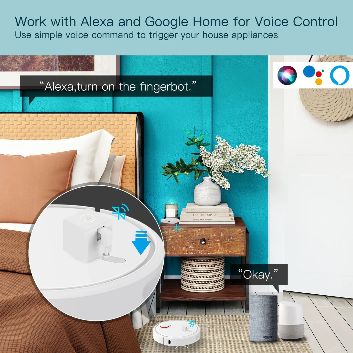 Tuya Fingerbot Knapptaster - Wifi Programmerbar Kontroll via SmartLife Google Alexa Apps