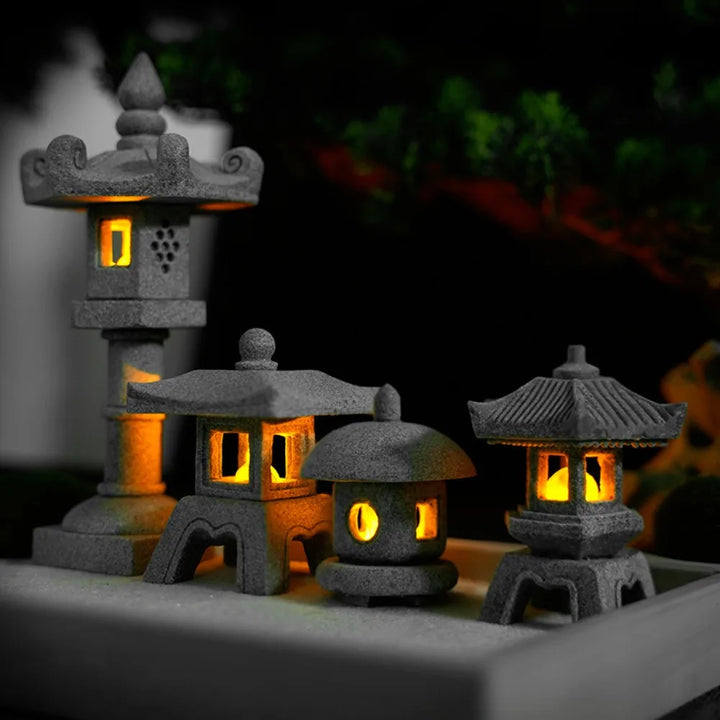 Norvo | Mini-Pagoda ZenStone | Sandstein Dekorasjon | For Hage, Bonsai & Zen Oaser | Håndlaget