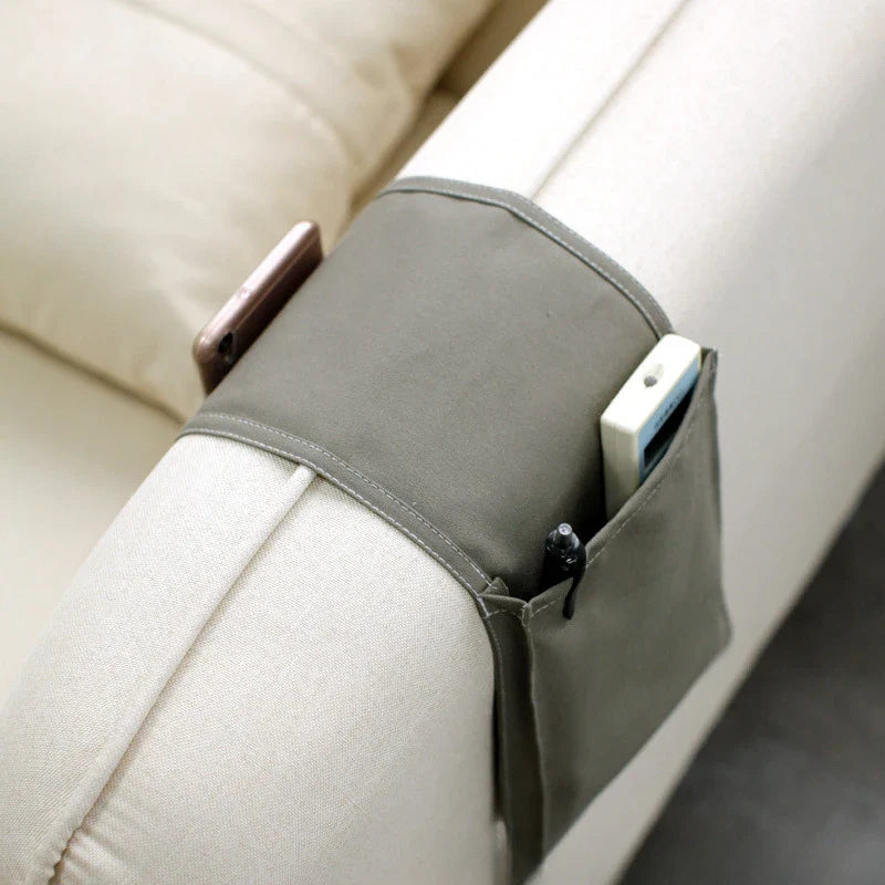 Norvo | Restivo Seng Organizer laget av bomull-linn | Hengende oppbevaring med lommer | For fjernkontroller, bøker og tilbehør – ca. 30×20×10 cm