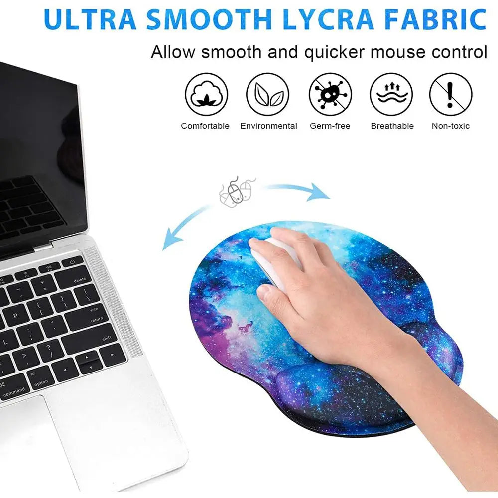 Norvo | Ergonomisk Silikon Håndleddstøtte Mus Matte - Rutsjebeskyttelse for Desktop & Laptop Spilling