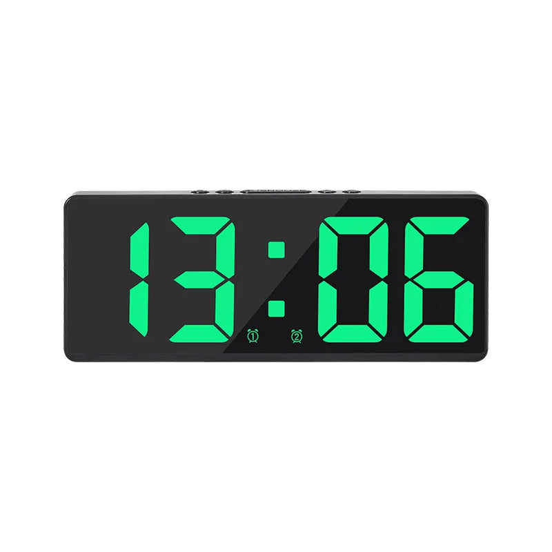 Norvo | Akryl/Speil Digital Vekkerklokke - Talekontroll, batteridrevet bordklokke med slumrefunksjon & nattmodus - 12/24H LED Elektroniske Klokker